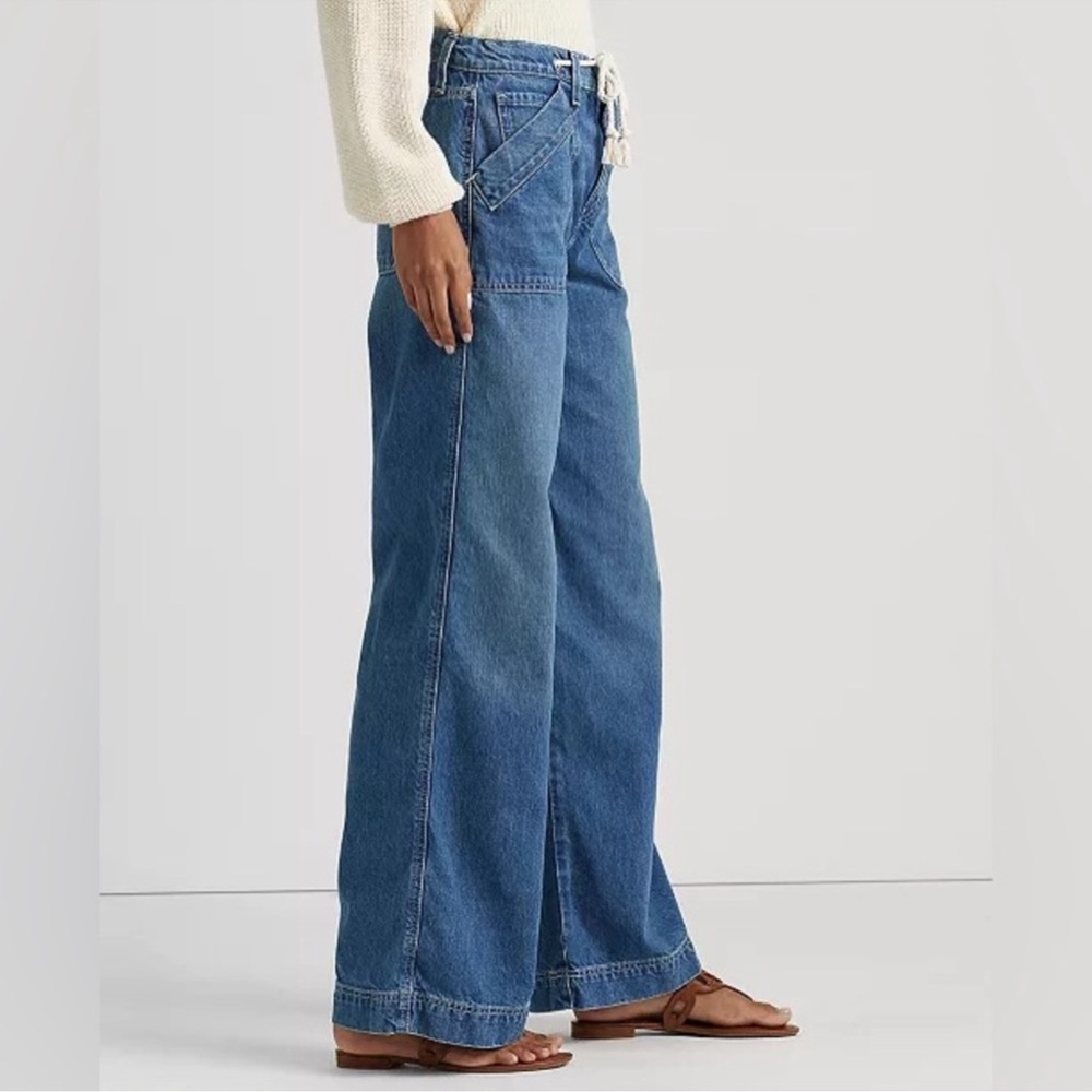 NWT LAUREN RALPH LAUREN "Black" Label Wide Leg HW Jeans SZ: 16 - Picture 4 of 8